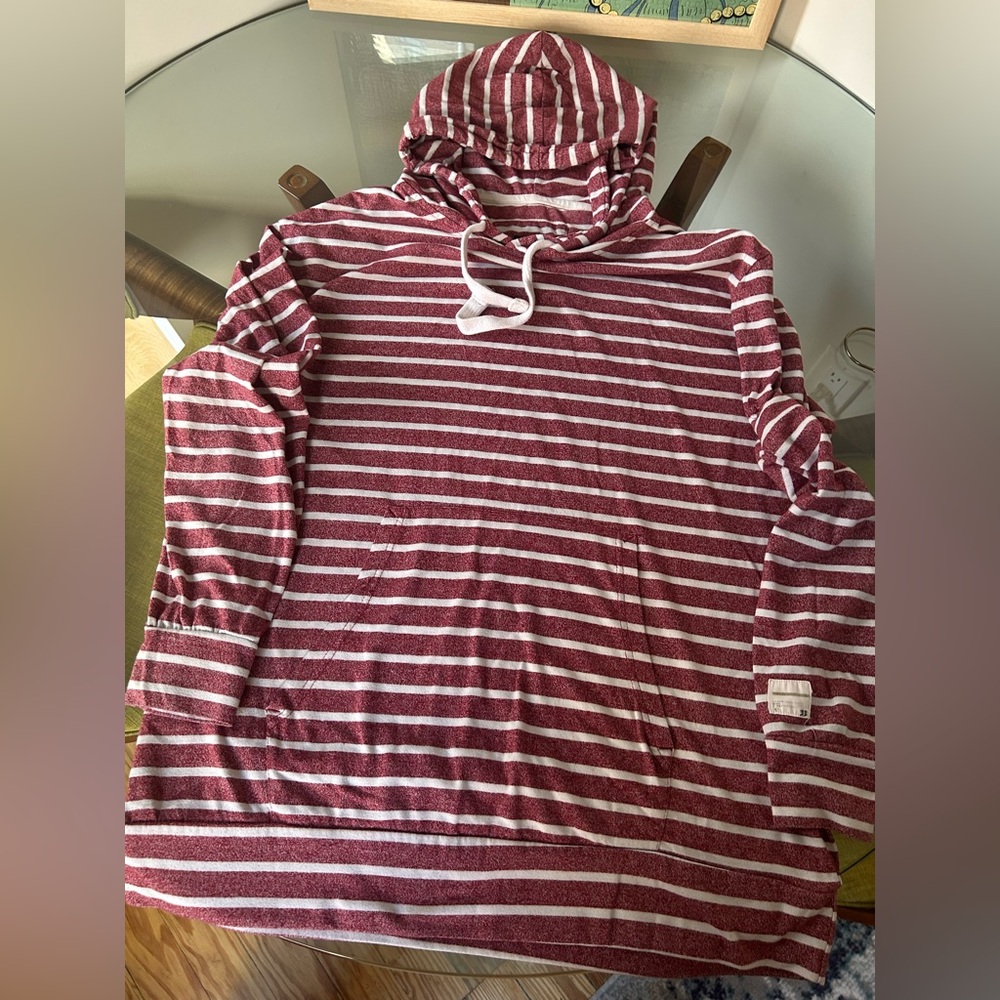 Striped Red and White Men's Hoodie Shirt